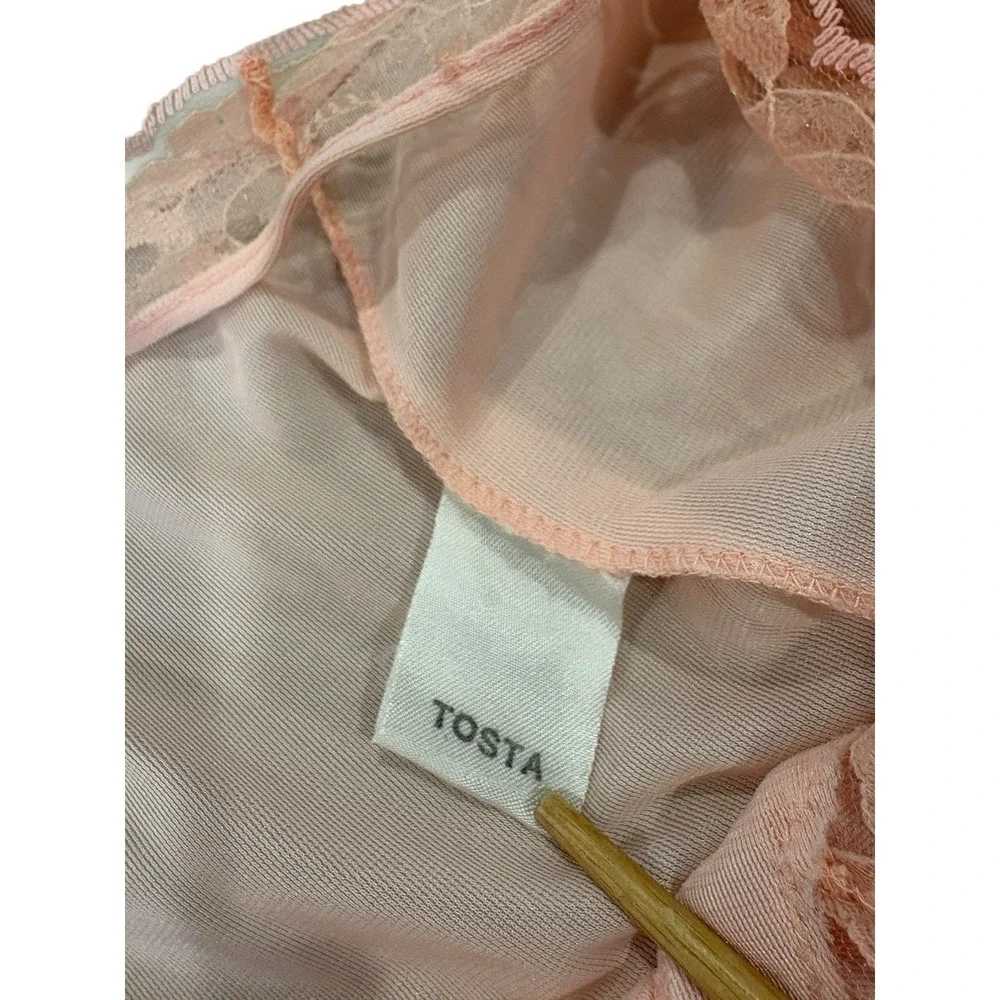 Vtg Pink‎ Lace Nightgown Maxi Slip Dress Floral Nylon Bridal Coquette Boudoir
